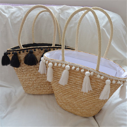 Sac De Plage Pompom En Paille