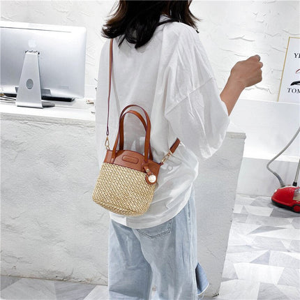 Sac En Paille Et Cuir