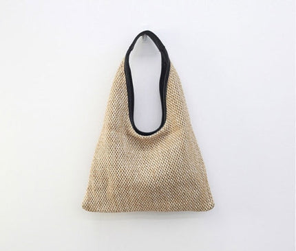 Sac En Paille Avec Anse Cuir Beige Foncé