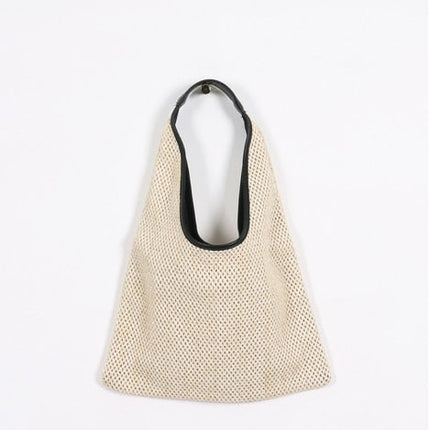 Sac En Paille Avec Anse Cuir Beige