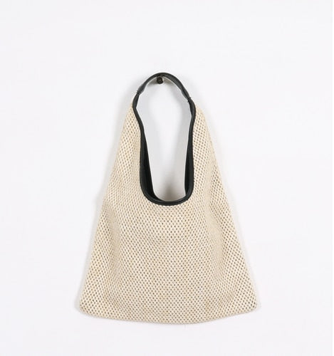 Sac En Paille Avec Anse Cuir Beige