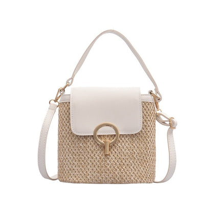 Sac A Main En Paille Blanc À