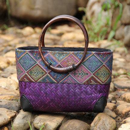 Sac En Paille Exotique Violet