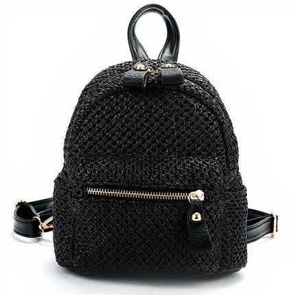 Sac À Dos Paille Mini Noir