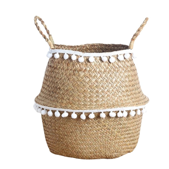 Panier Rangement En Osier Pompon