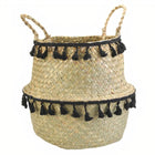 Cache Pot Osier Petits Pompons Tout Petit Format (16 Cm X 13 Cm)