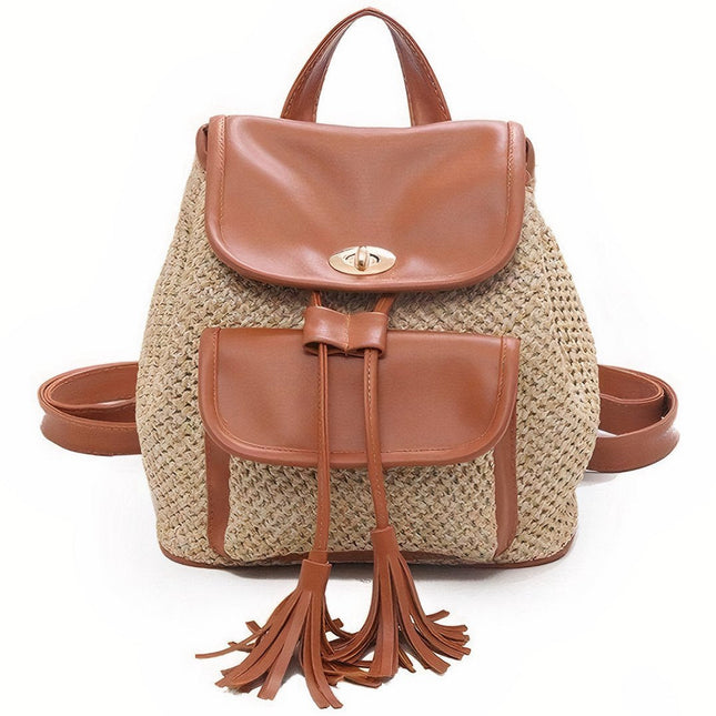 Sac À Dos Paille Vintage