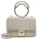 Petit Sac À Main Carré En Paille Beige Paille