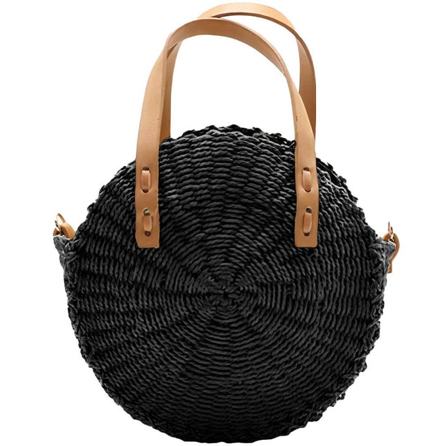 Sac Rond Paille Petit & Noir
