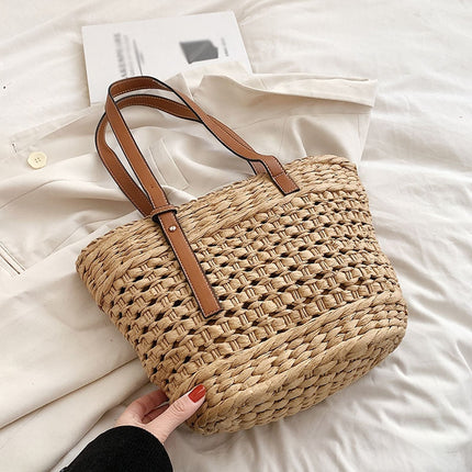 Sac De Paille Pour La Plage Brun En