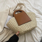 Sac De Plage Cuir Beige En Paille
