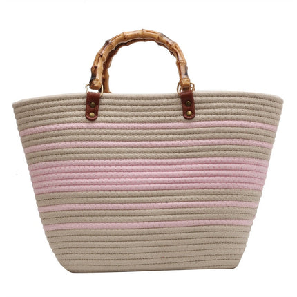 Sac De Plage Femme Paille Rose En