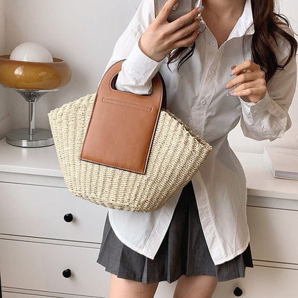 Sac De Plage Cuir En Paille