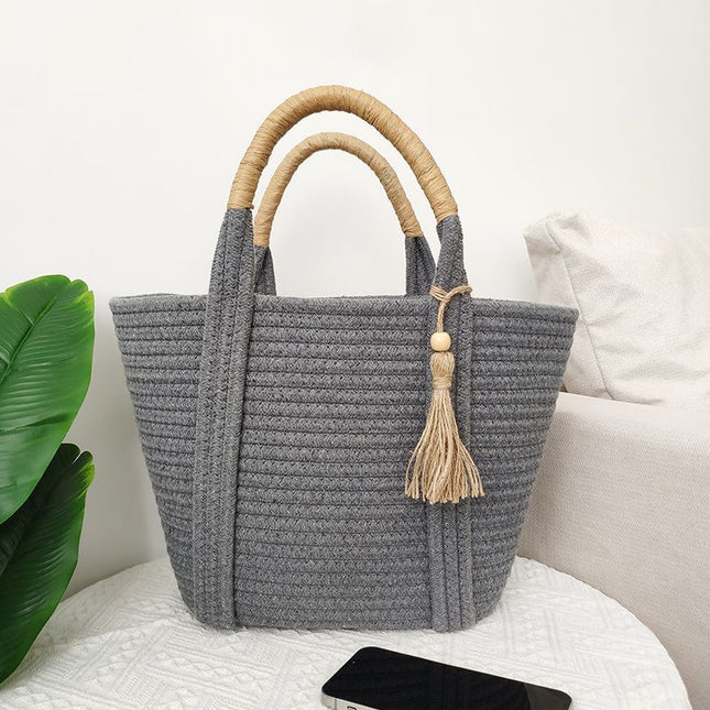 Sac En Paille Gris