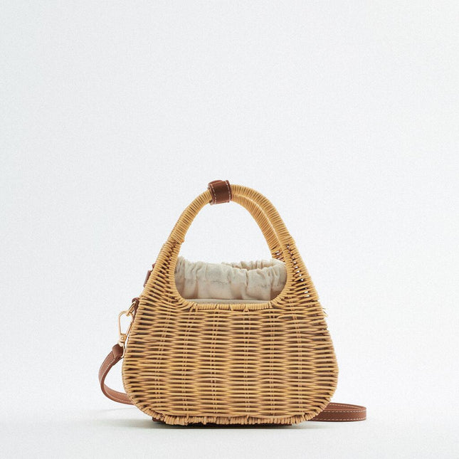 Petit Sac En Paille Chic Camel Sac Rond Paille