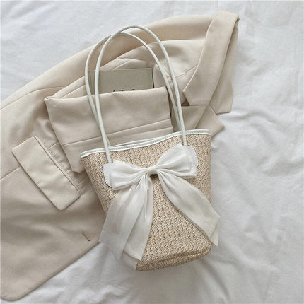 Sac À Main Avec Noeud Créme En Paille