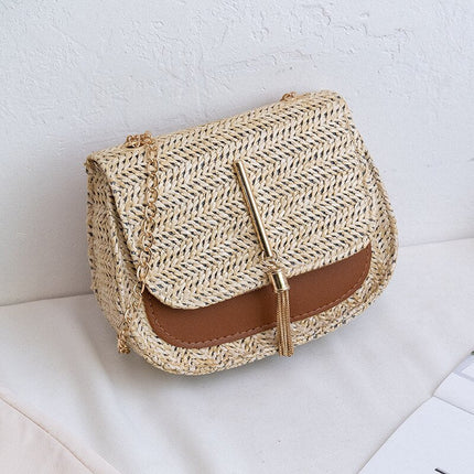 Petit Sac En Paille Bandoulière Camel Sac Rond Paille