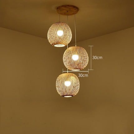 Suspension Rotin 3 Lampes Suspensions