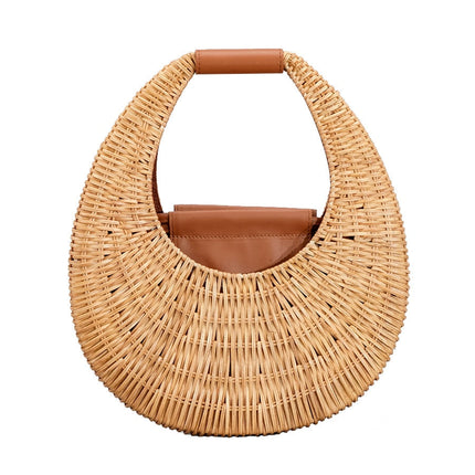 Sac En Paille Cuir Marron