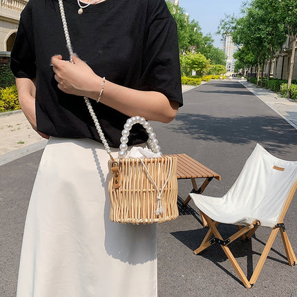 Sac Sceau Rotin Et Perles En