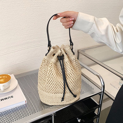 Sac Besace En Paille Beige