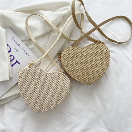 Sac En Paille Coeur Rond Paille