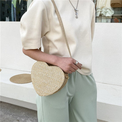 Sac En Paille Coeur Rond Paille