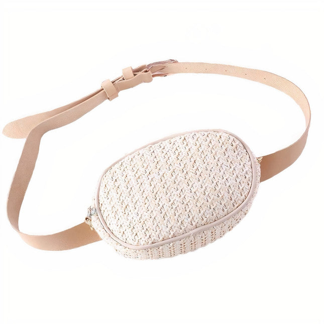 Sac Banane Paille Blanc À Main