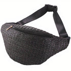 Sac Banane Paille Noir À Main