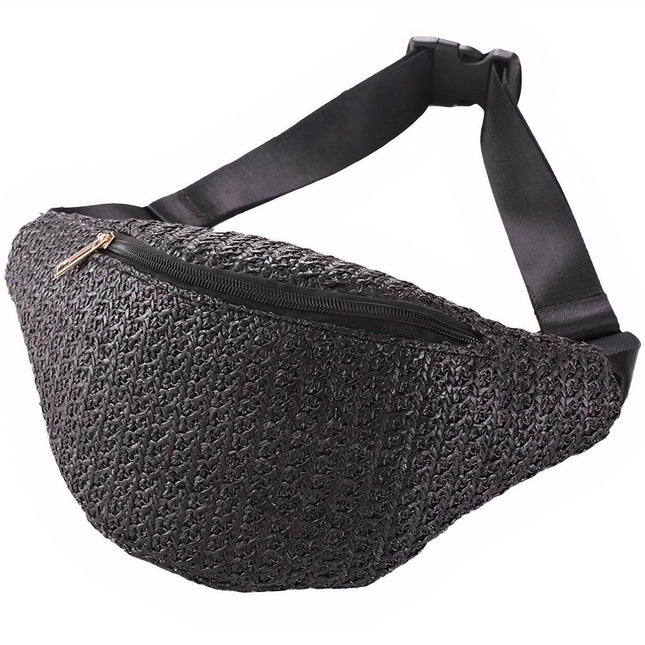 Sac Banane Paille Noir À Main