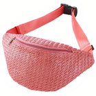 Sac Banane Paille Rose À Main