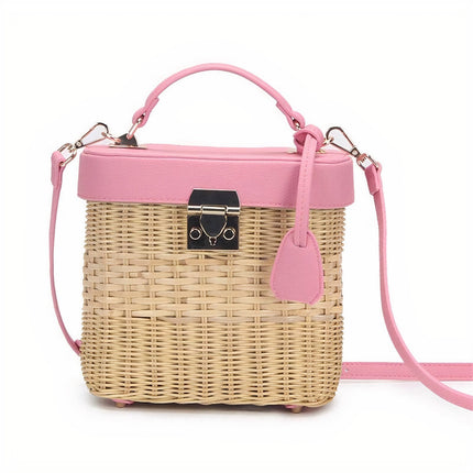 Sac À Main Osier Bandoulière Rose
