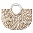 Sac Cabas En Paille Demi Lune Blanc Paille