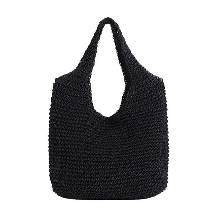 Sac Cabas Paille Noir