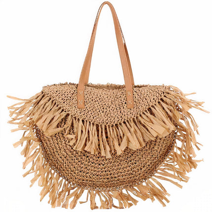 Sac Rond Paille À Franges