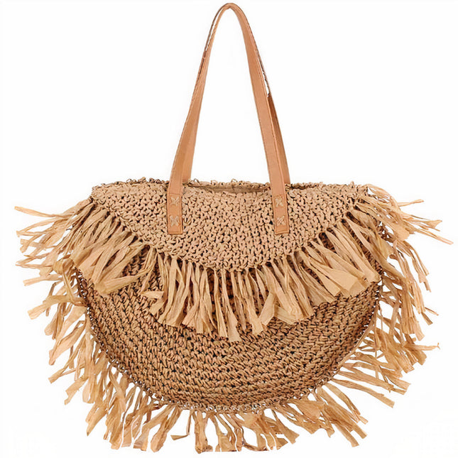 Sac Rond Paille À Franges