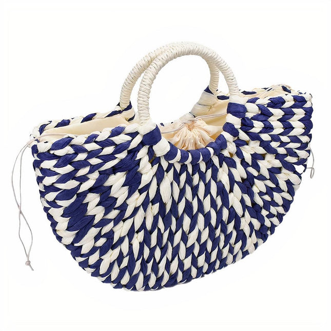 Sac Cabas Paille Bleu