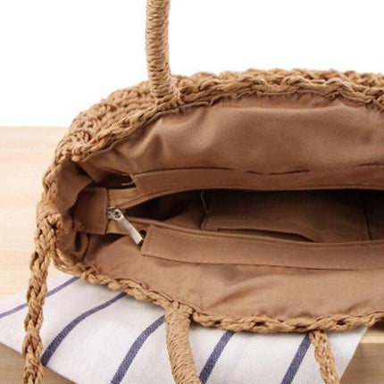 Sac Rond Paille Porté Épaule