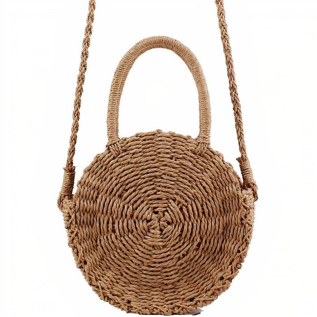 Sac Rond Paille Porté Épaule Petit Format (23 Cm X 7 Cm)
