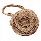 Sac Rond Paille Style Dentelle