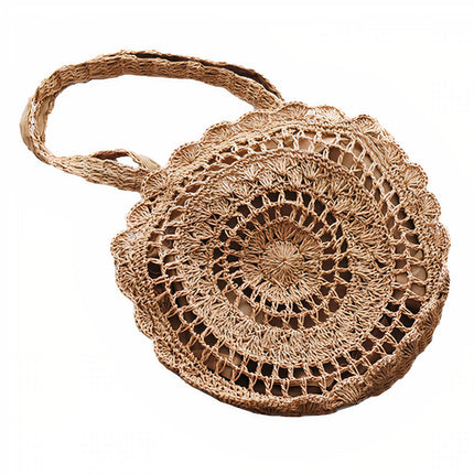 Sac Rond Paille Style Dentelle