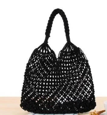 Sac Raphia Tressé Noir Sac Raphia