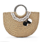 Sac Rond En Paille Anse Cercle Brun