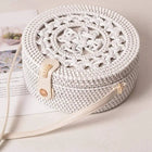 Sac Rond Blanc En Paille Tressée