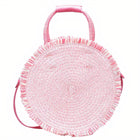 Sac Rond Paille Rose