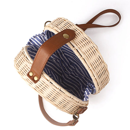 Sac Rond Osier Et Cuir