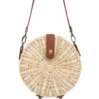 Sac Rond Osier Et Cuir Petit Format (16 Cm X 8 Cm)