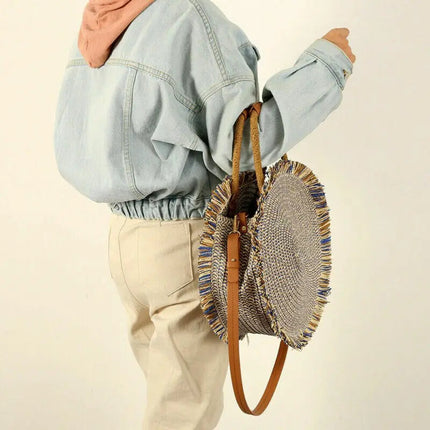 Sac Rond En Paille Bohème