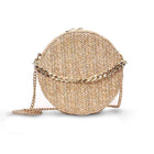 Sac Rond En Paille Chaine Dorée Brun