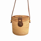 Sac Rond En Paille Long Brun Paille